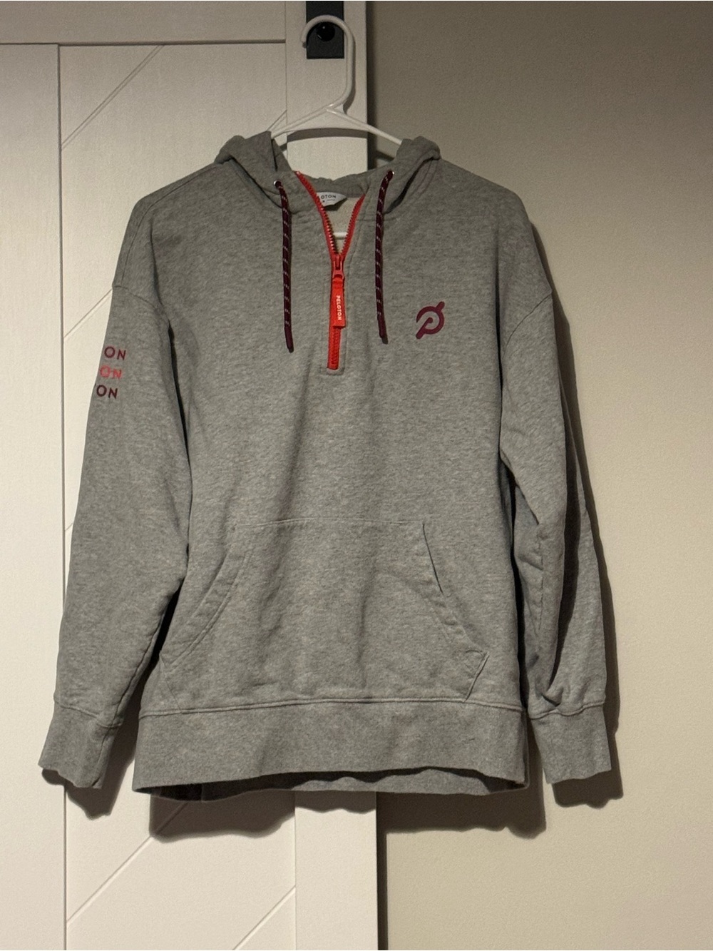 Peloton Gray Half Zip Hoodie Sweatshirt Logo Pullover Women’s Medium - Picture 7 of 9